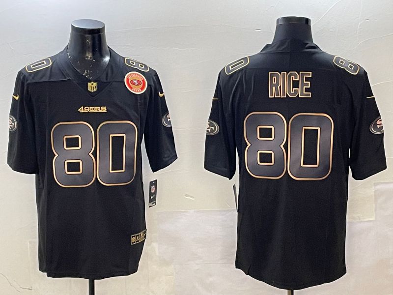 Men San Francisco 49ers #80 Rice Black Gold 2025 Nike Limited NFL Jersey style 5